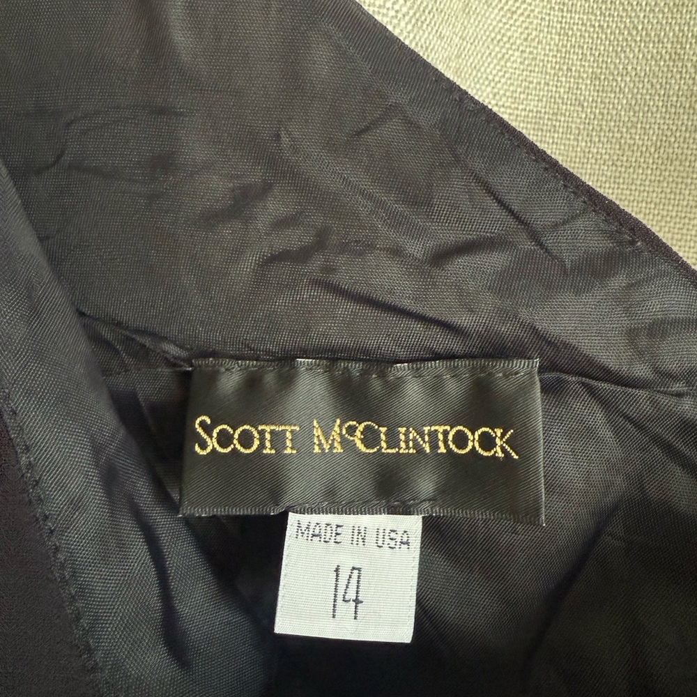 Vintage 90s Scott McClintock Black Chiffon Evening Dress Flutter Sleeves Size 14 - Picture 5 of 7
